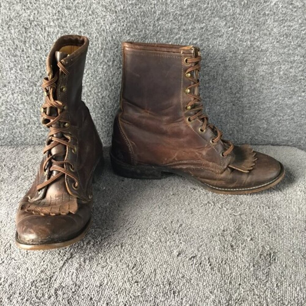Vintage Laredo‎ Brown Leather Kiltie Cowboy Boots Womens Sz 7.5